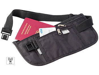 Credit Card Holder for contactless payment Bauchtasche Gürteltasche: Semptec Enganliegende Urlaubs- & Reise-Bauchtasche mit RFID-Blocker