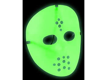 Halloweenmaske: infactory Nachleuchtende Hockey-Maske für Halloween / Fasching, Glow-in-the-dark