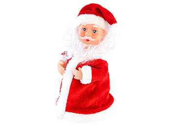 Weihnachtsmann beweglich: infactory Singender, tanzender Weihnachtsmann "Rocking Santa", 16 cm