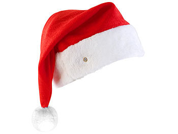 Santa Mütze: infactory LED-Nikolausmütze mit leuchtendem Bommel, weiß blinkend