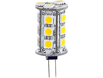 Luminea LED-Stiftsockellampe mit 18 SMD-LEDs, G4 (12V), warmweiß, rund