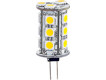 Luminea LED-Stiftsockellampe mit 18 SMD LEDs, G4 (12V), tageslichtweiß, rund