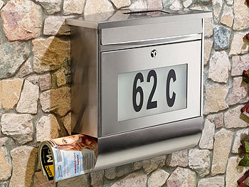 Lunartec Edelstahl-Briefkasten mit Solar-Leucht-Hausnummer (refurbished)