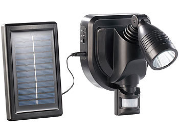 Lunartec Solar Außen Wand-Strahler CREE LEDs, 3 Watt, Bewegungsmelder, schwarz