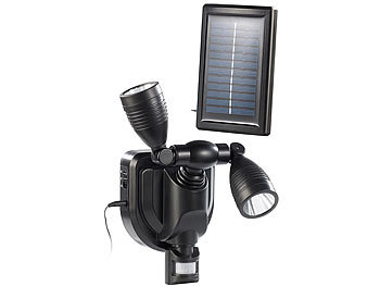 Lunartec Duo Solar Außen Wand-Strahler CREE LEDs, 6 Watt, 250 lm, PIR, schwarz