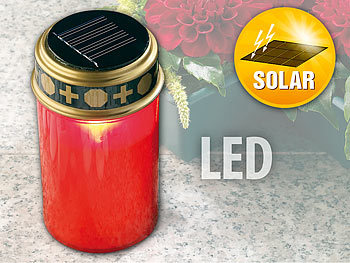 PEARL 2er-Set Solar-LED-Grablichter mit Dauerlicht, rot