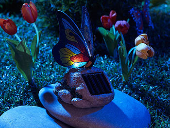 Lunartec Solar-LED-Schmetterling mit Echtglas-Mosaik-Flügeln