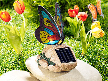 Lunartec Solar-LED-Schmetterling mit Echtglas-Mosaik-Flügeln