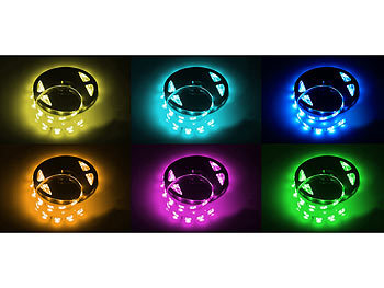 Lunartec RGB-LED-Streifen LC-500N mit Netzteil & Fernbedienung, 5 m, Innen