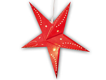 LED Stern: Lunartec 3D-Weihnachtsstern-Lampe, Stern aus Papier, 60 cm, rot