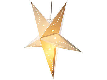 Lunartec 3D-Weihnachtsstern-Lampe, Stern aus Papier, 60 cm, weiß