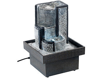 Mini Zimmerbrunnen: infactory Zimmerbrunnen "Himmelstreppe" mit Pumpe und LED, ca. 18 cm