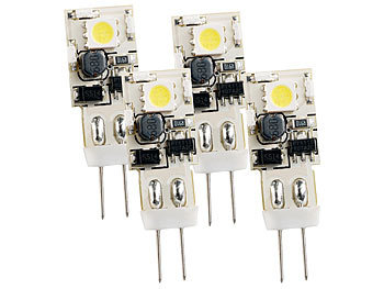 Luminea Stiftsockellampe mit 8 SMD-LEDs, G4, kaltweiß, 55 lm, 4er-Set