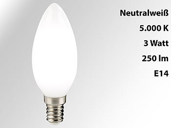 Luminea SMD-LED-Kerzenlampe, 3 Watt, E14, B35, 250 lm, weiß, 4er-Set