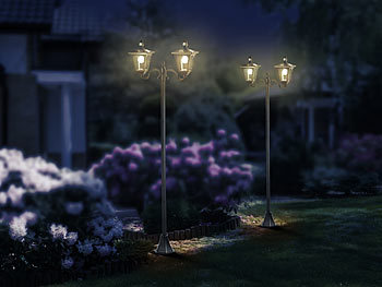Royal Gardineer 2er-Set Solar-LED-Gartenlaternen, 2 flammig, PIR-Sensor, 600 Lumen