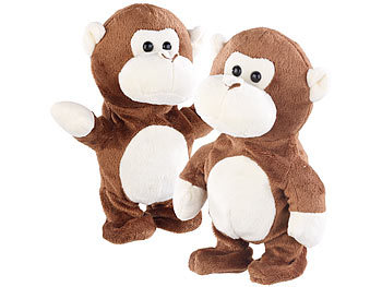 Playtastic 2er-Set sprechende Plüsch-Affen mit Mikrofon, sprechen nach, 22 cm
