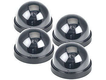 Alarmanlage-Dummys: VisorTech 4er-Set Überwachungskamera-Attrappen Dome-Form