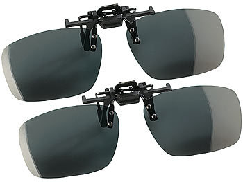 Brille mit Sonnenclip: Speeron 2er-Set Sonnenbrillen-Clips "Fashion" für Brillenträger, polarisiert