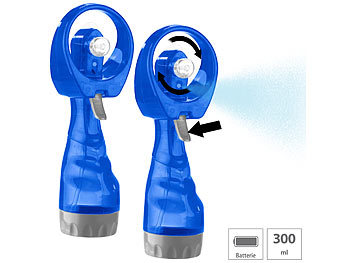 Sprühventilator: PEARL 2er-Set Hand-Ventilatoren mit Wassersprüher, je 300 ml-Wassertank