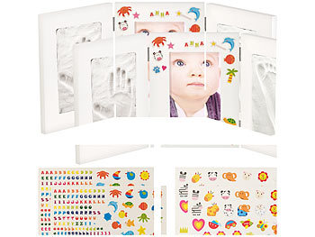 Bilderrahmen Baby: Your Design 2er-Set 3-teiliger Rahmen für je Babyfoto 2 Gipsabdrücke, 48,5 x 21 cm