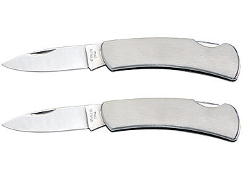 Edelstahl-Klappmesser: Semptec 2er-Set Edelstahl-Taschenmesser mit 75 mm Klingenlänge