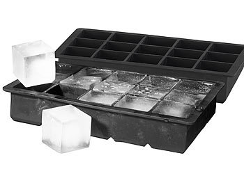 Eiswürfelformen XXL: PEARL 2er-Set Silikon-Eiswürfelformen für je 15 kleine Eiswürfel, je 3x3x3cm