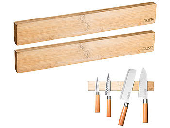 Messer-Halter: TokioKitchenWare 2er-Set originelle Messer-Magnetleisten aus echtem Bambus-Holz