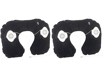 Nackenhoernchen: PEARL 2 aufblasbare Nackenhörnchen mit integriertem Stereo-Lautsprecher