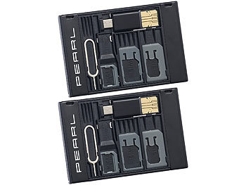 SIM Kartenhalter: PEARL 2er-Set SIM-Karten-Organizer mit microSD-Card-Reader für USB OTG