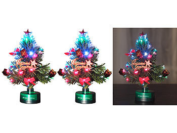 Fiberglas Tannenbaum: PEARL 2er-Set LED-Weihnachtsbäume mit Glasfaser-Farbwechslern