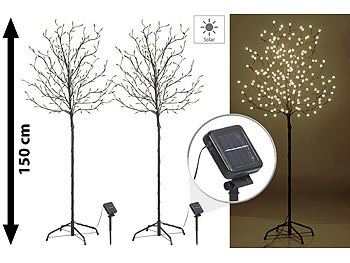 Baum: Lunartec 2er-Set XL-Solar-LED-Lichterbäume mit  je 200 beleuchteten Knospen