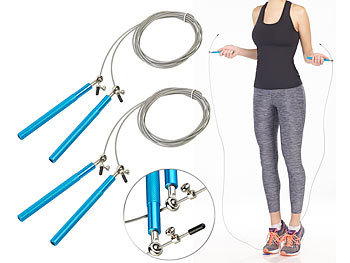 Kardiotraining Intensity Fitnessstudio funktionelles Trainieren Hit Gym Frau Dame: PEARL sports 2er-Set Profi-Highspeed-Springseile, 3D-Kugellager & Drahtkern, blau