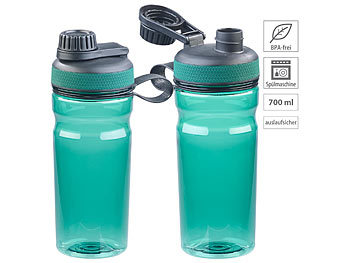 Campingflasche: Speeron 2er-Set BPA-freie Sport-Trinkflaschen, 700 ml, auslaufsicher, grün