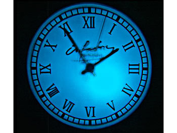 infactory LED-Uhrenprojektor, 3 Farbfilter, projiziert Uhrzeit bis Ø 120 cm