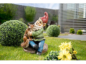 Royal Gardineer Gartenzwerg Olli mit Fuchs, handbemalt