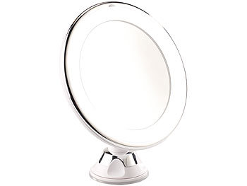 Rasierspiegel: Sichler Beauty Rasier- & Kosmetikspiegel, Ø 17,5 cm, 5-fach, 25 LEDs, 360°-Saugnapf