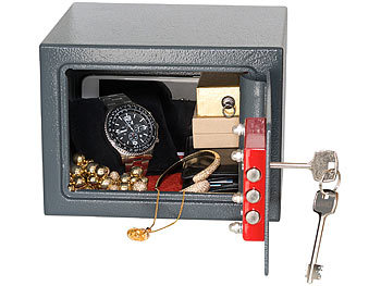Möbeltresor mit Schlüssel: Xcase Kompakter Stahlsafe mit 2 Doppelbart-Schlüsseln, 5 Liter