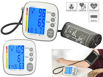 Pulsmesser: newgen medicals Medizinisches Oberarm-Blutdruckmessgerät mit LCD & 500 Speicherplätzen