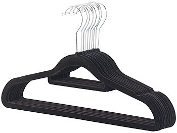 Kleiderbügel flach: PEARL 10er-Set extraflache Raumspar-Kleiderbügel mit Kleinteilsteg, 4 mm