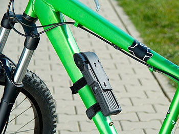 Semptec Fahrrad- & Motorrad-Faltschloss mit Rahmenhalterung, 95 cm, 5 mm Stahl