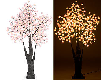 Leuchtbaum: Luminea LED-Deko-Kirschbaum, 384 beleuchtete Blüten, 150 cm, für innen & außen