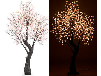 Kirschblütenbaum: Luminea LED-Deko-Kirschbaum, 576 beleuchtete Blüten, 200 cm, für innen & außen