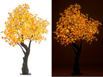 Lichterbaum: Luminea LED-Deko-Ahornbaum, 576 beleuchtete Herbstblättern, 200 cm, für innen