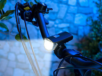 PEARL Fahrrad-Akku-Front- & -Rücklicht mit Halterungen, USB-Ladung, IPX4