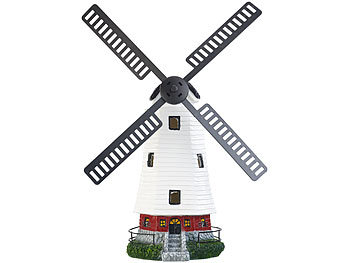 Lunartec Solar-Deko-Windmühle mit drehendem Windrad & LED-Licht, 8-Stunden-Akku