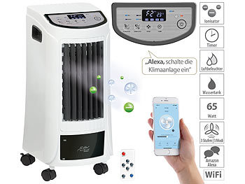 Air Cooler: Sichler 3in1-WLAN-Luftkühler, Luftbefeuchter und Ionisator, App, Fernbedienung