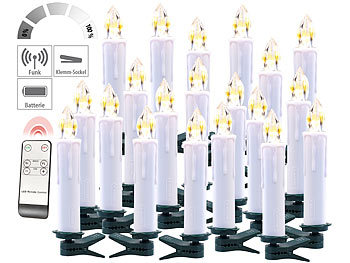 Funkkerzen: Lunartec FUNK-Weihnachtsbaum-LED-Kerzen mit FUNK-Fernbedienung, 20er-Set, weiß