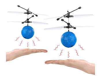 Fliegender Ball: Simulus 2er-Set Selbstfliegende Hubschrauber-Bälle mit bunter LED-Beleuchtung