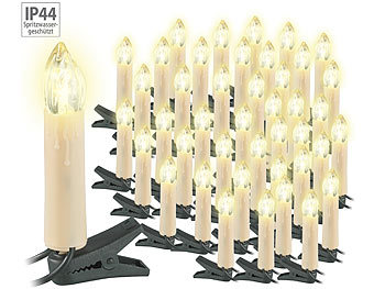 LED Weihnachtsbaumbeleuchtung: Lunartec 2er-Set LED-Weihnachtsbaum-Lichterketten, je 20 LED-Kerzen, IP44
