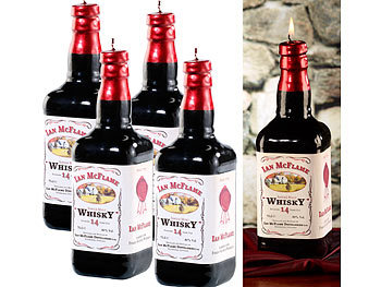 Wein-Kerzen: Britesta 4er-Set dekorative Wachskerzen in Whiskyflaschenform, Höhe 25 cm